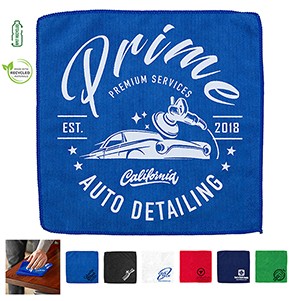 "LILY" Recycled RPET 300GSM Heavy Duty Microfiber Electronics, Rally or Sports Towel - 12" W X 12" H